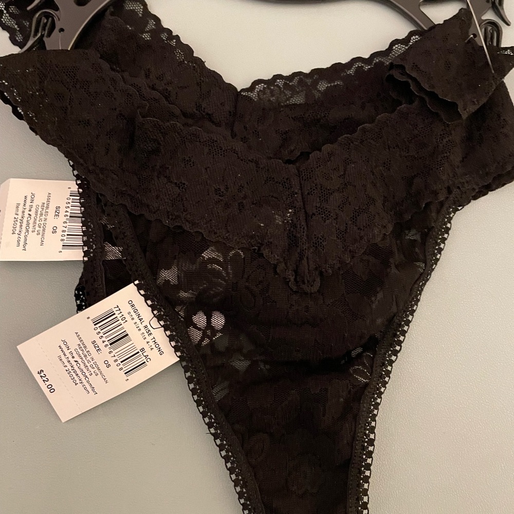 Two Hanky Panky Original Rise Thongs in Black Lace